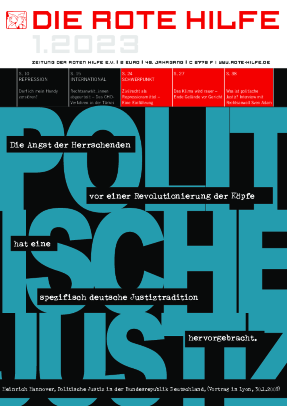 Cover von Rote Hilfe Zeitung 1/2023